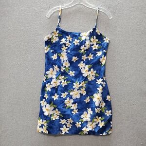 VINTAGE Pacific Legend Women Dress Large Blue Floral Tank Back Zipper